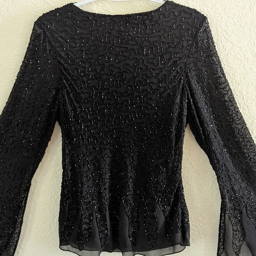 Dress Barn Black Beaded Blouse - Picture 5 of 5
